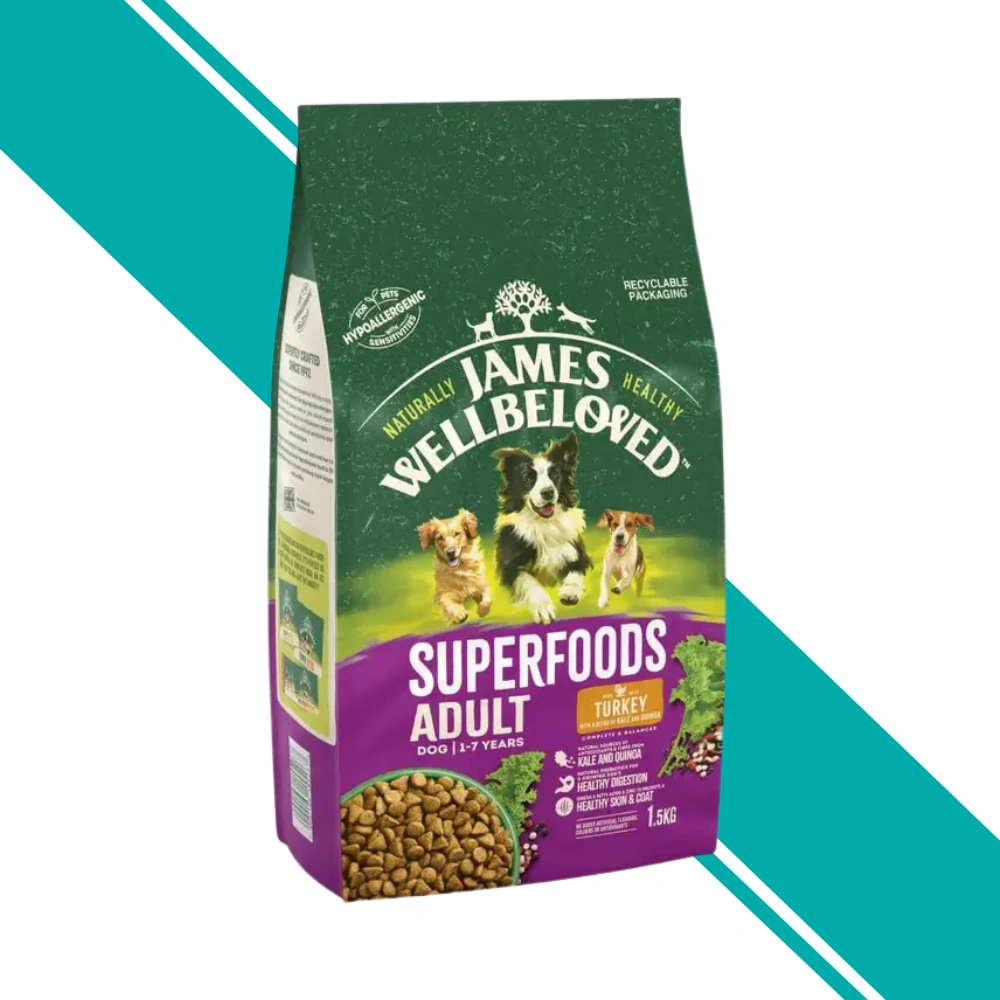 James Wellbeloved Superfoods Adult Dog Dry Food - Turkey with Kale and Quinoa 1.5kg